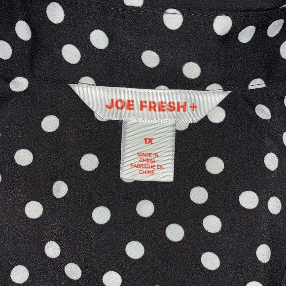 JOE FRESH Black and White Polka Dot Long Sleeve Blouse - Picture 9 of 9